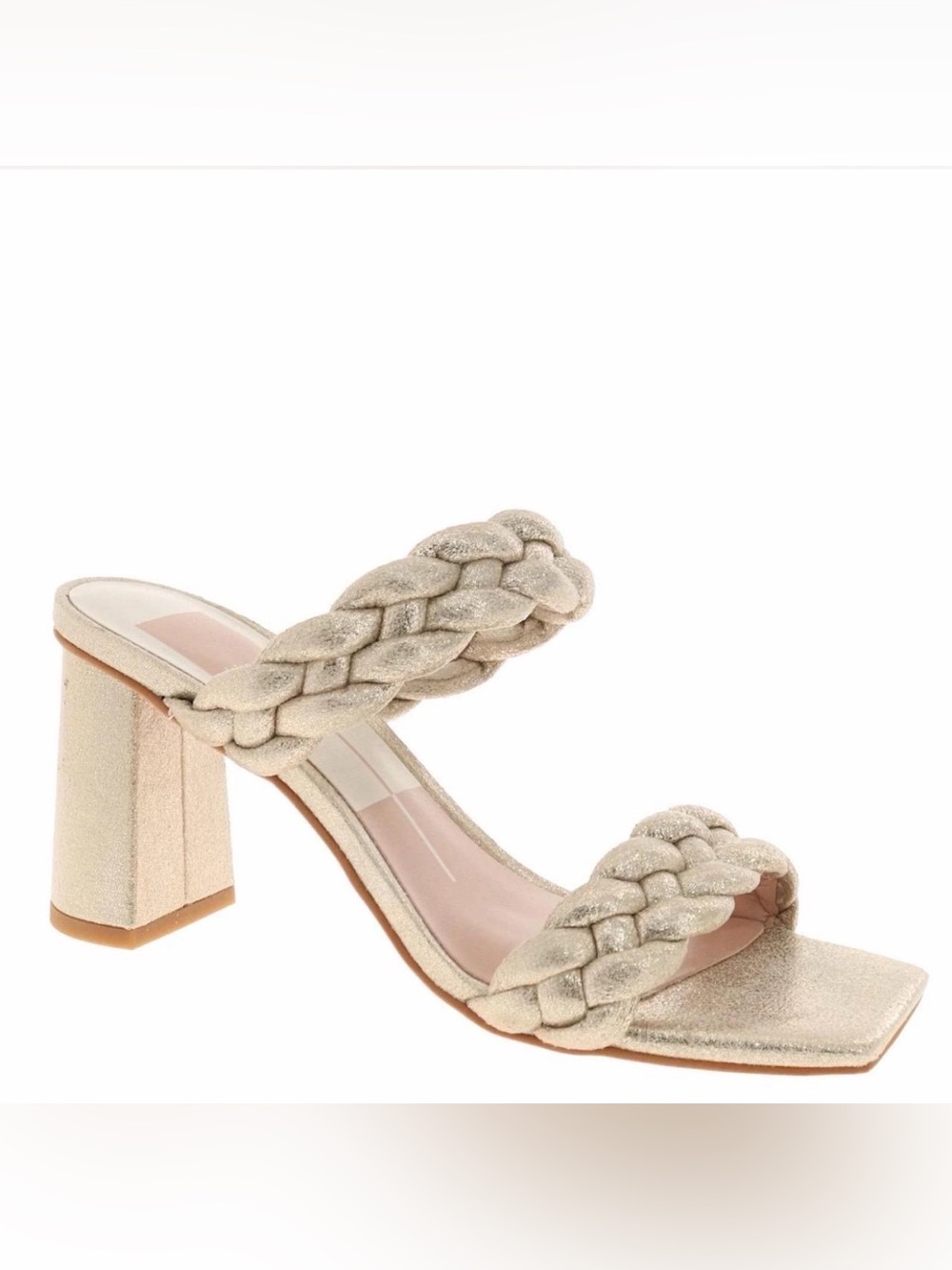 Dolce Vita Braided Double-Strap Block Heel Sandal in Light Gold